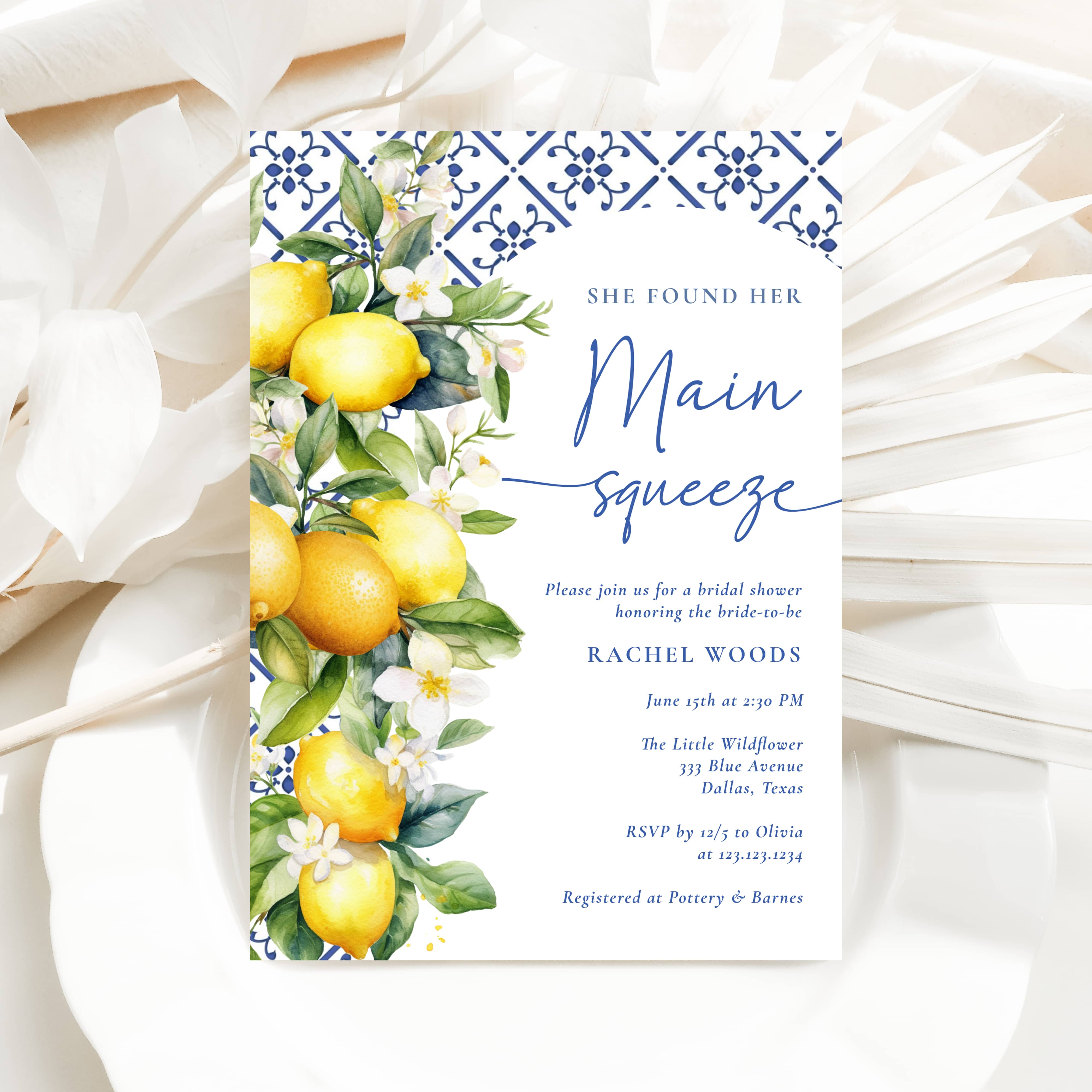 MEDITERRANEAN LEMON Bridal Shower Invitation – MILKY PAPERIE