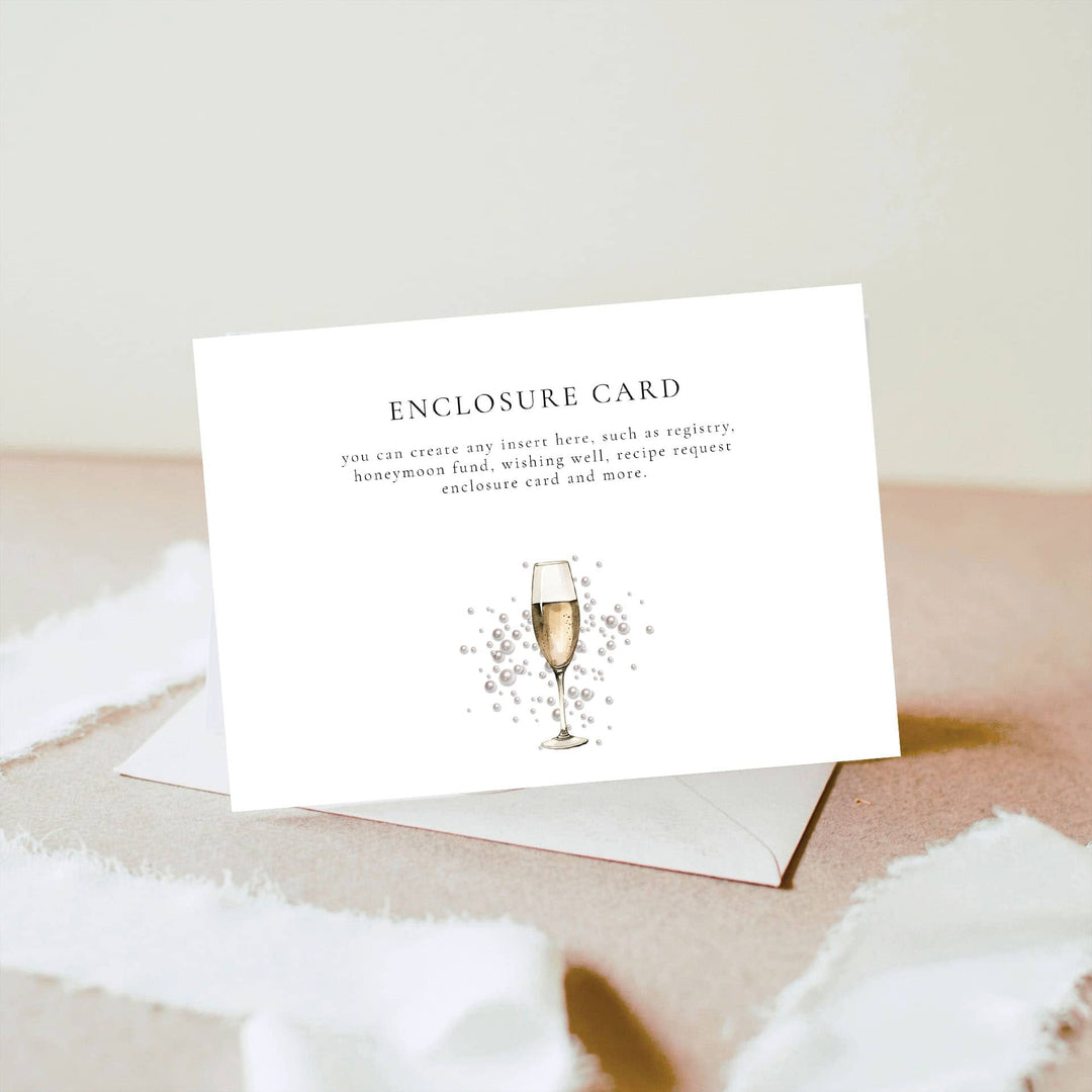 PEARLS & PROSECCO Bridal Shower Enclosure Card