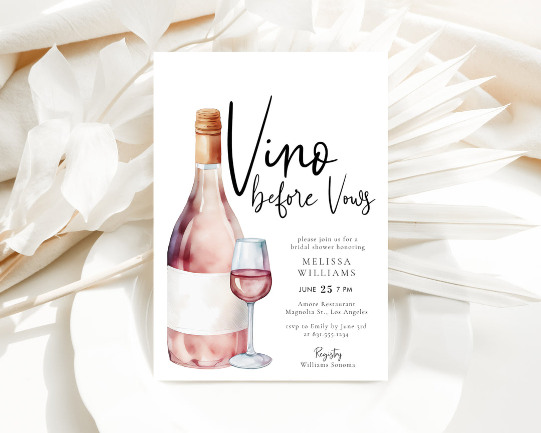 VINO BEFORE VOWS Bridal Shower Invitation
