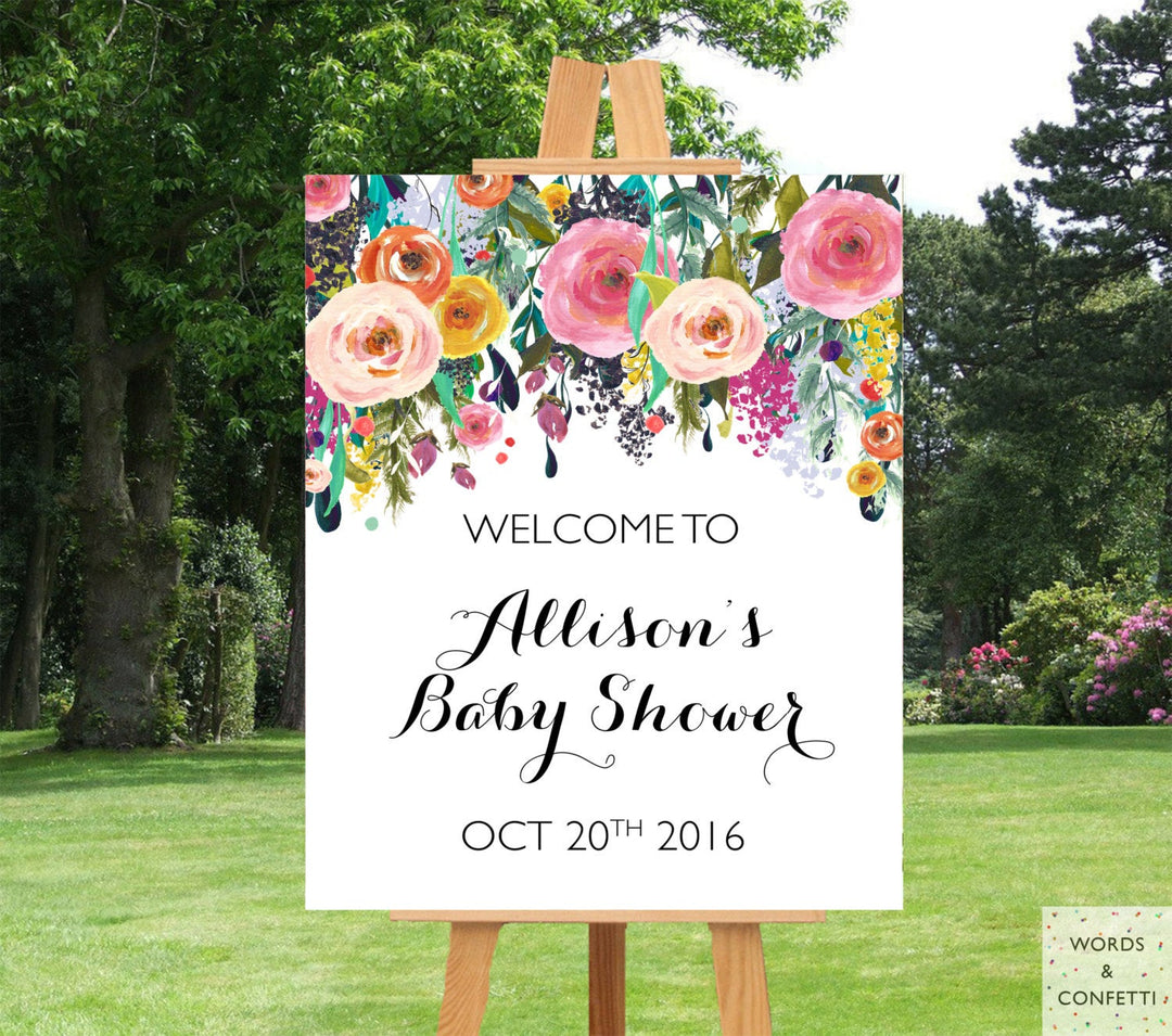 Floral Baby Shower Welcome Sign