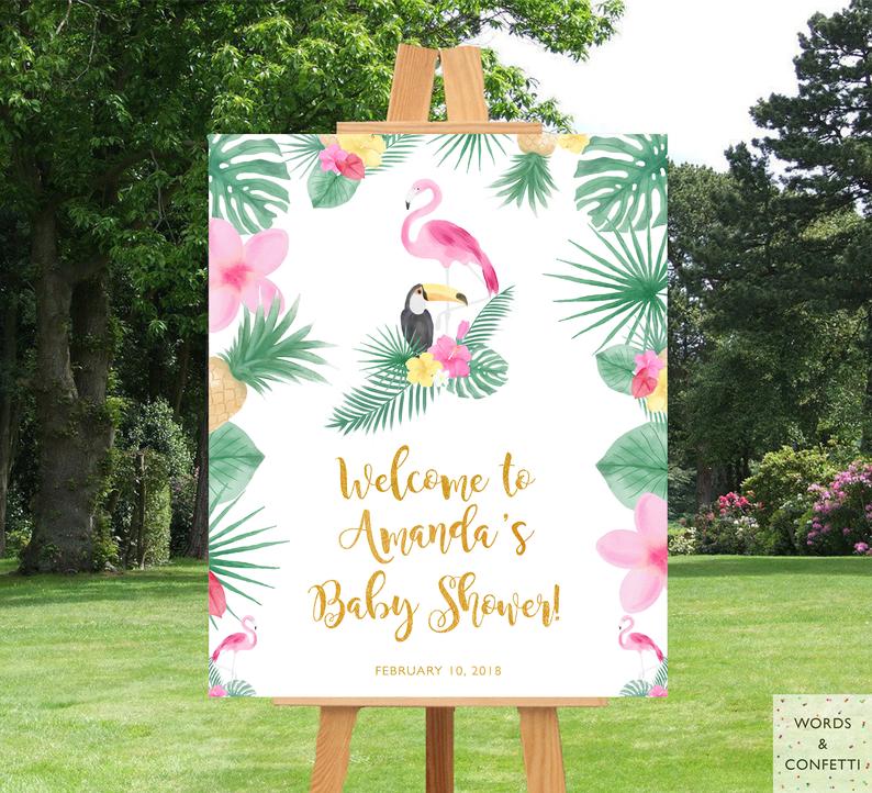 Flamingo Baby Shower Welcome Sign