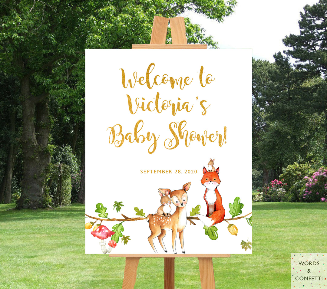 woodland-baby-shower-decorations-words-and-confetti