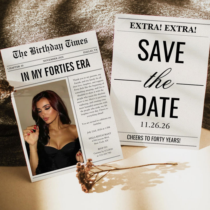 40th Birthday Newspaper Invitation