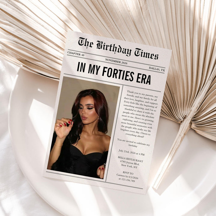 40th Birthday Newspaper Invitation