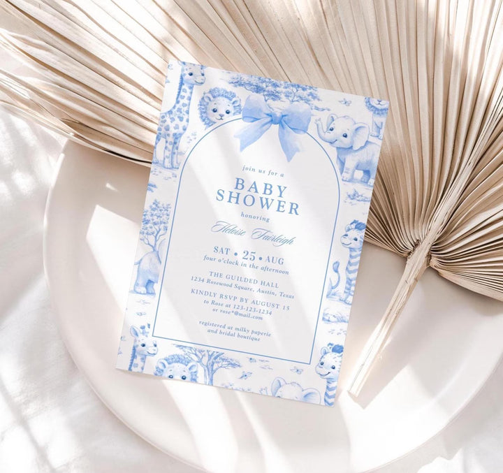 Toile de Jouy Baby Shower Invitation