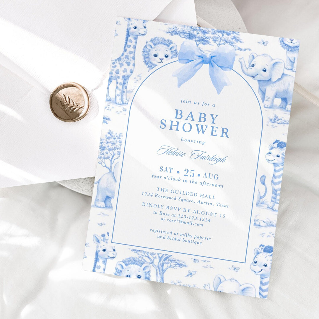 Toile de Jouy Baby Shower Invitation