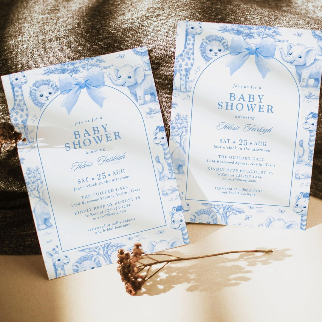 Toile de Jouy Baby Shower Invitation