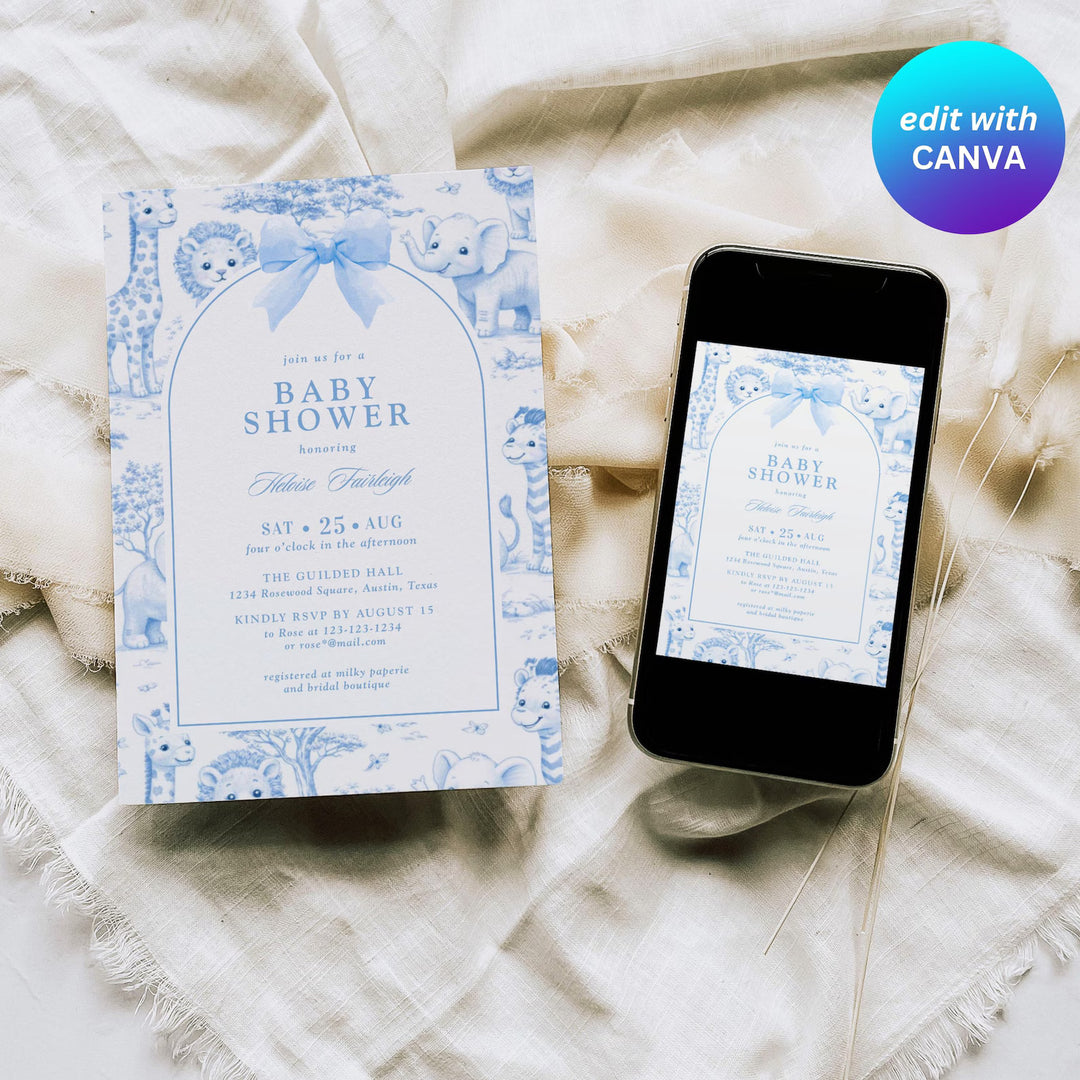 Toile de Jouy Baby Shower Invitation