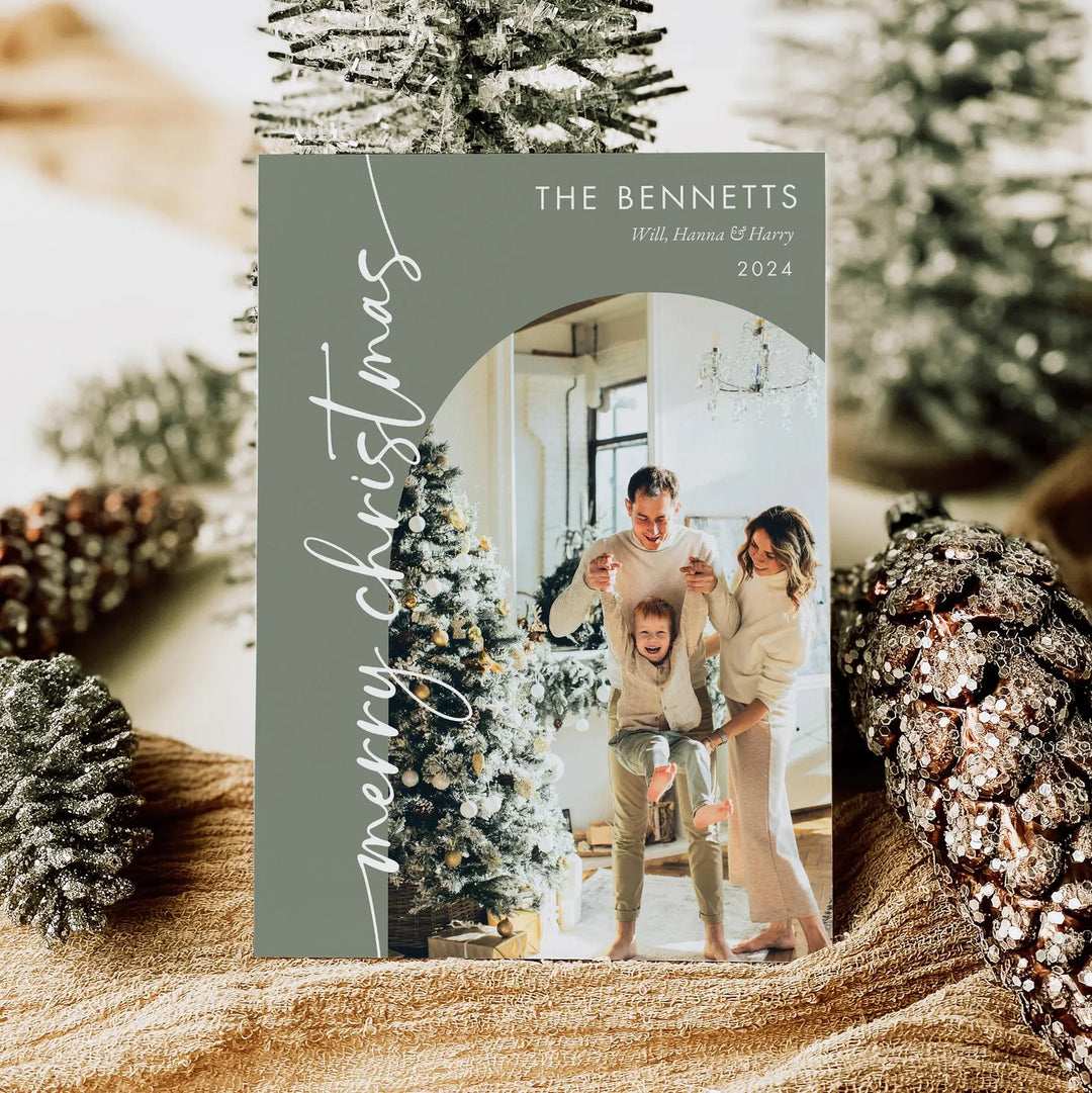 Sage Green Christmas Photo Card