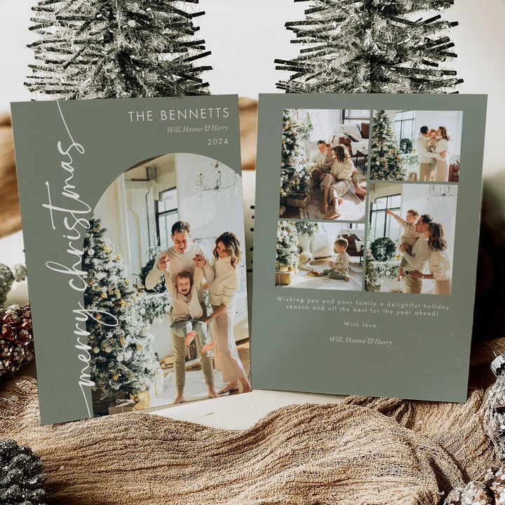 Sage Green Christmas Photo Card