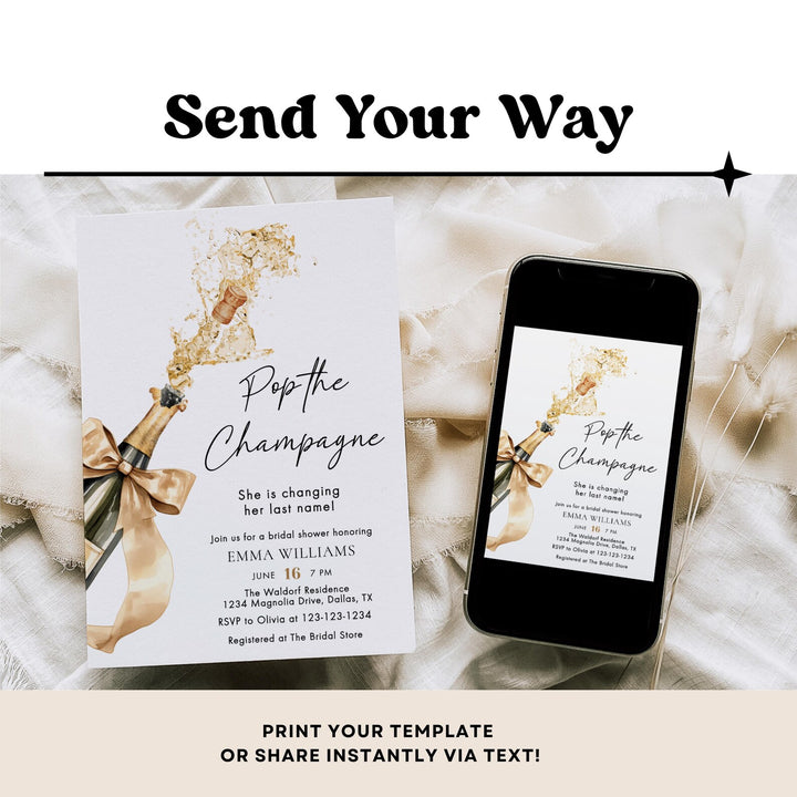 Pop The Champagne Bridal Shower Invitation