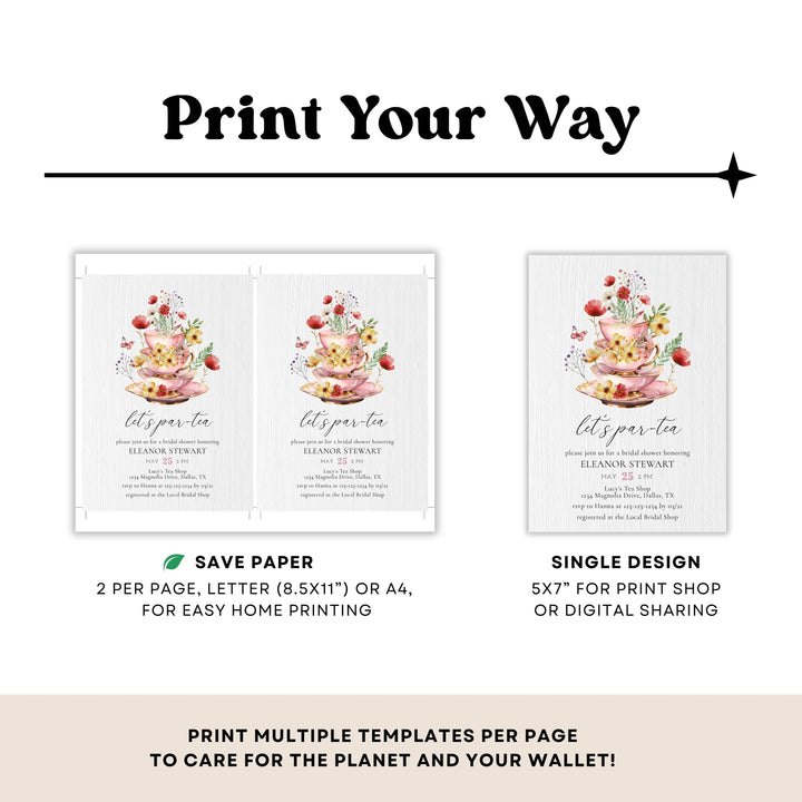 TIME FOR TEA Bridal Shower Invitation