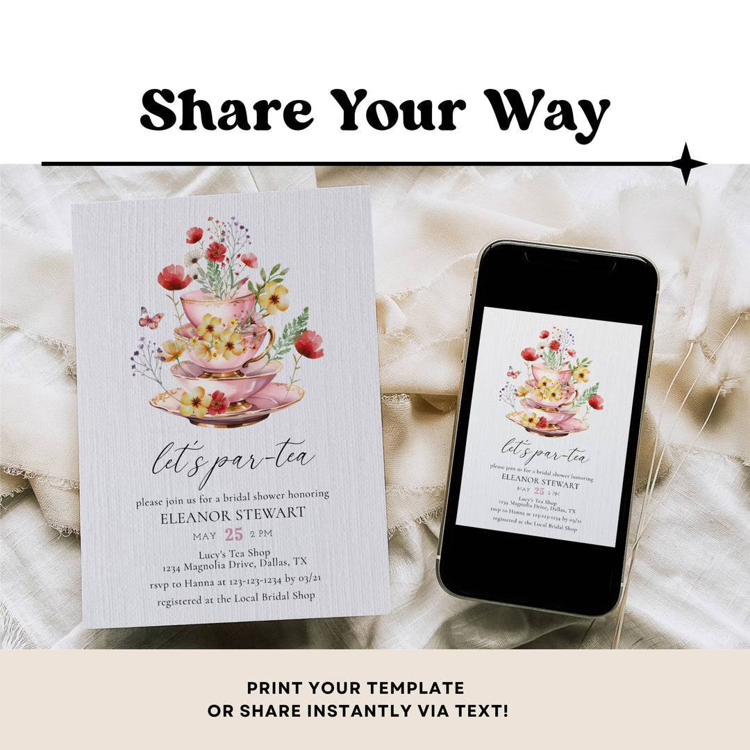 TIME FOR TEA Bridal Shower Invitation