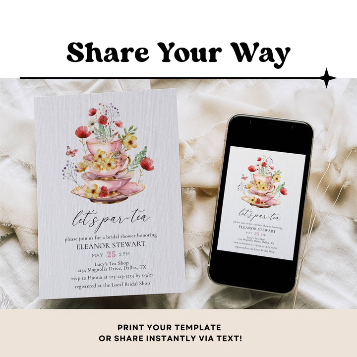 TIME FOR TEA Bridal Shower Invitation