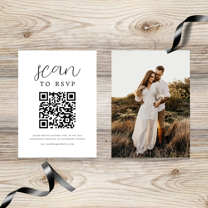 RUSTIC CHIC Photo QR Code RSVP Enclosure Card