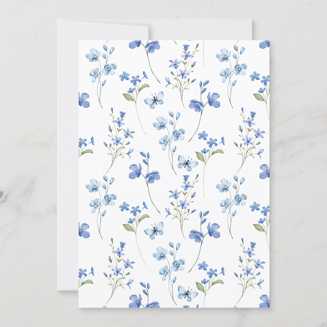 DUSTY BLUE WILDFLOWER Bridal Shower Invitation