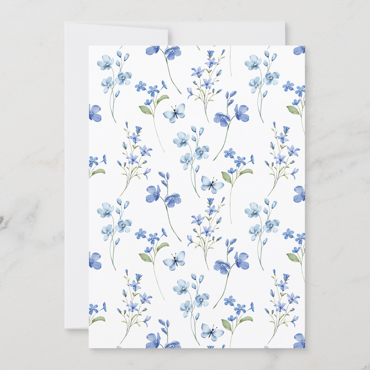 DUSTY BLUE WILDFLOWER Bridal Shower Invitation