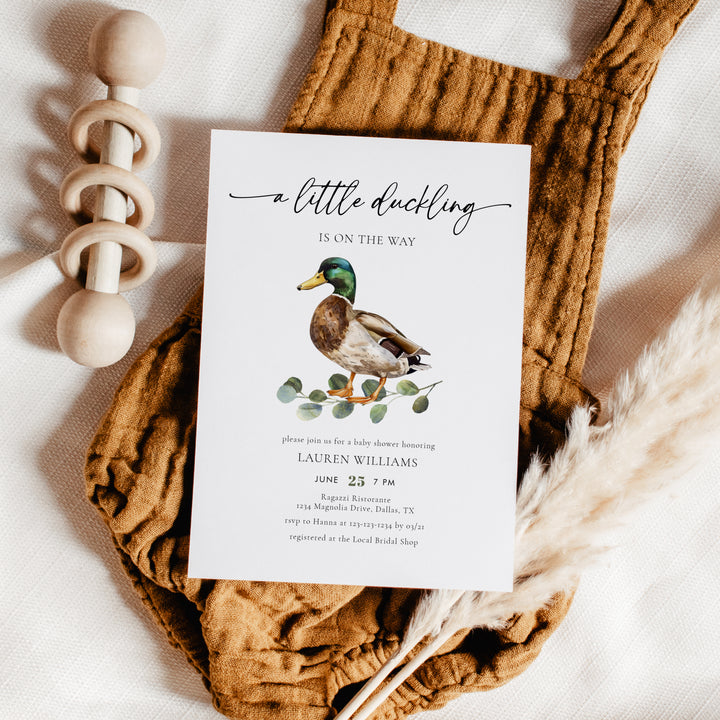 MALLARD DUCK "Little Duckling " Baby Shower Invitation