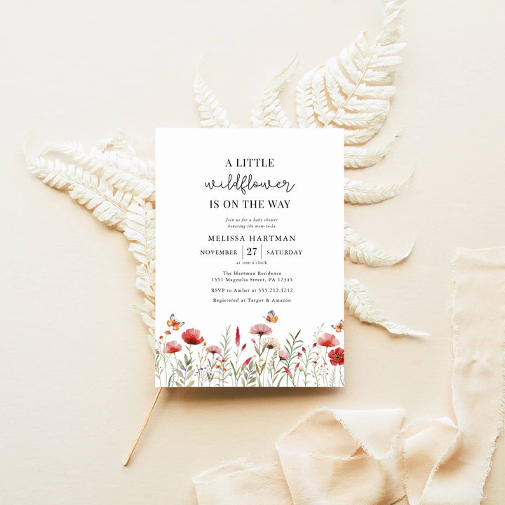 A LITTLE WILDFLOWER Baby Shower Invitation