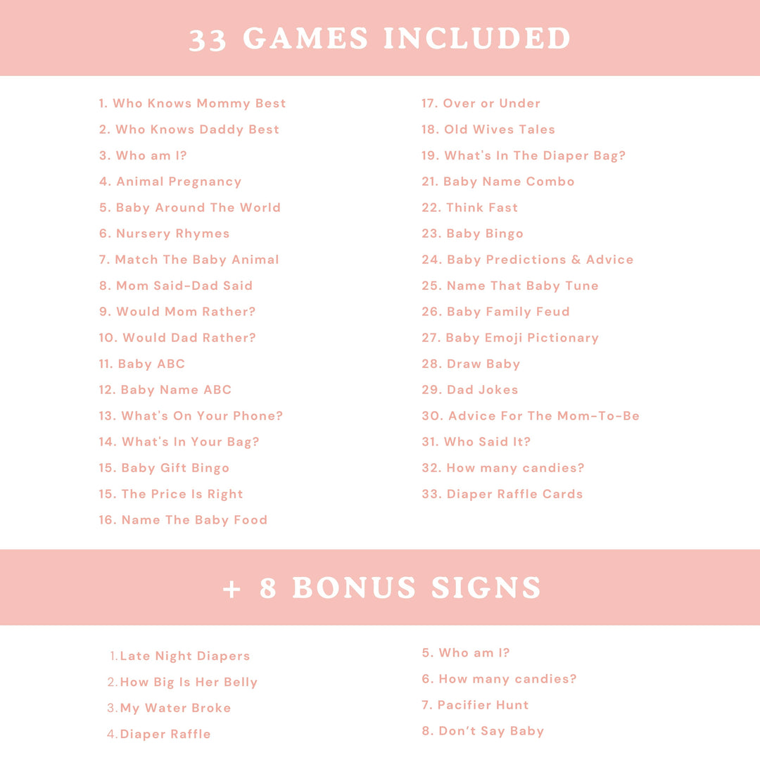 LITTLE PEARL Baby Shower Games – Games