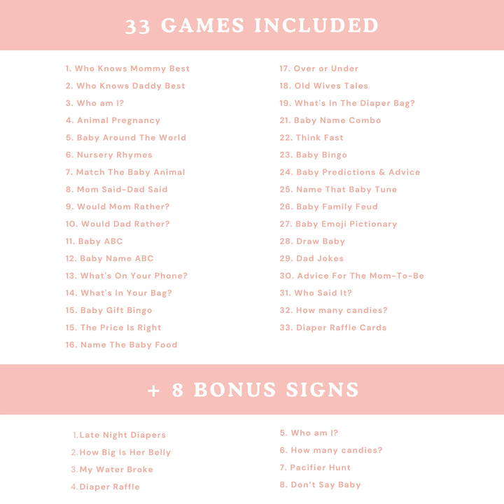 LITTLE PEARL Baby Shower Games – Games