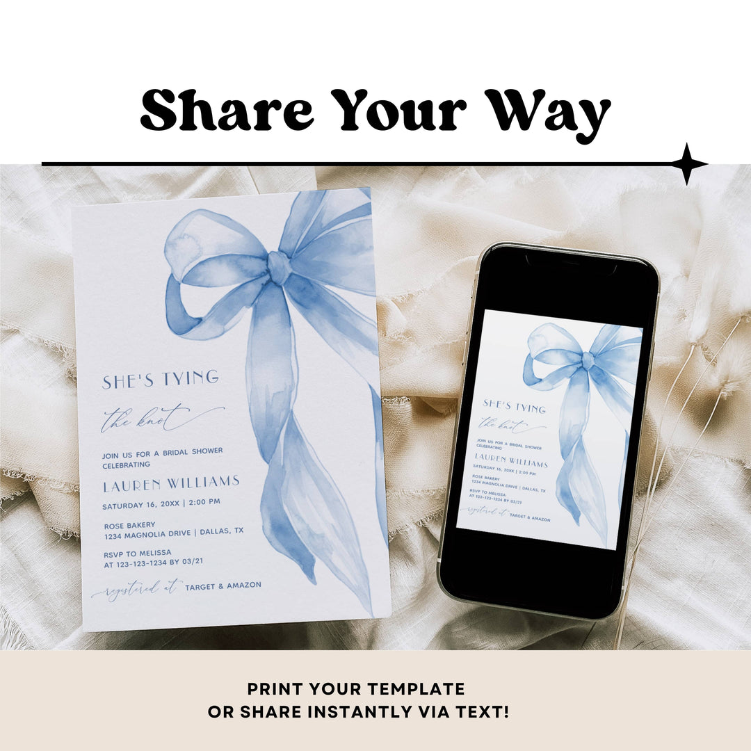 BLUE KNOT Bridal Shower Invitation