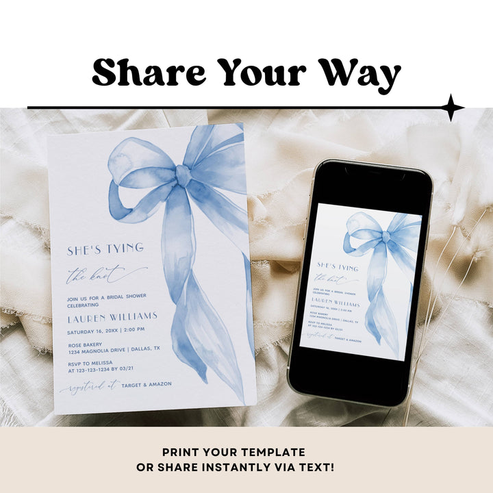 BLUE KNOT Bridal Shower Invitation