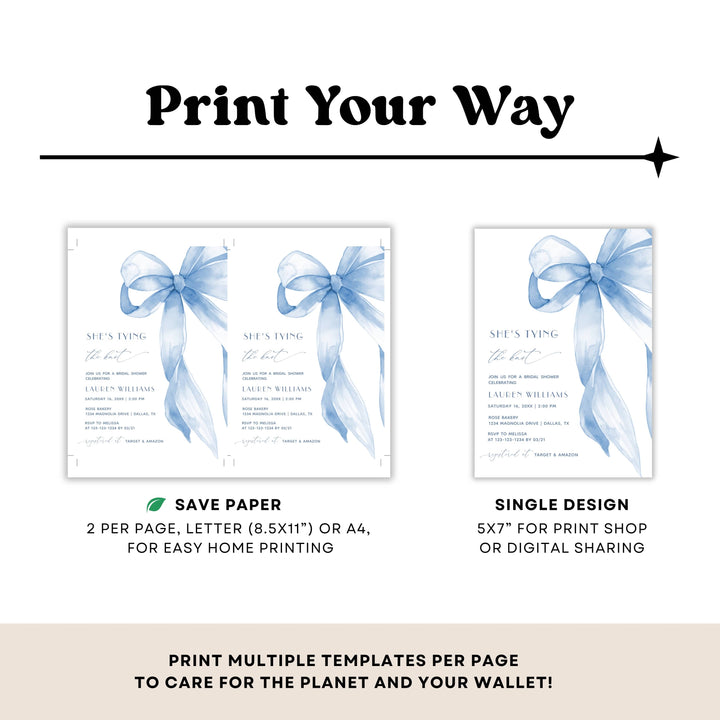 BLUE KNOT Bridal Shower Invitation