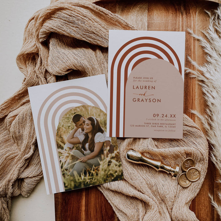 BOHO RAINBOW Wedding Invitation