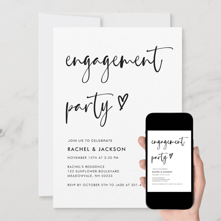 BOHO HEART Engaged Engagement Party Invitations