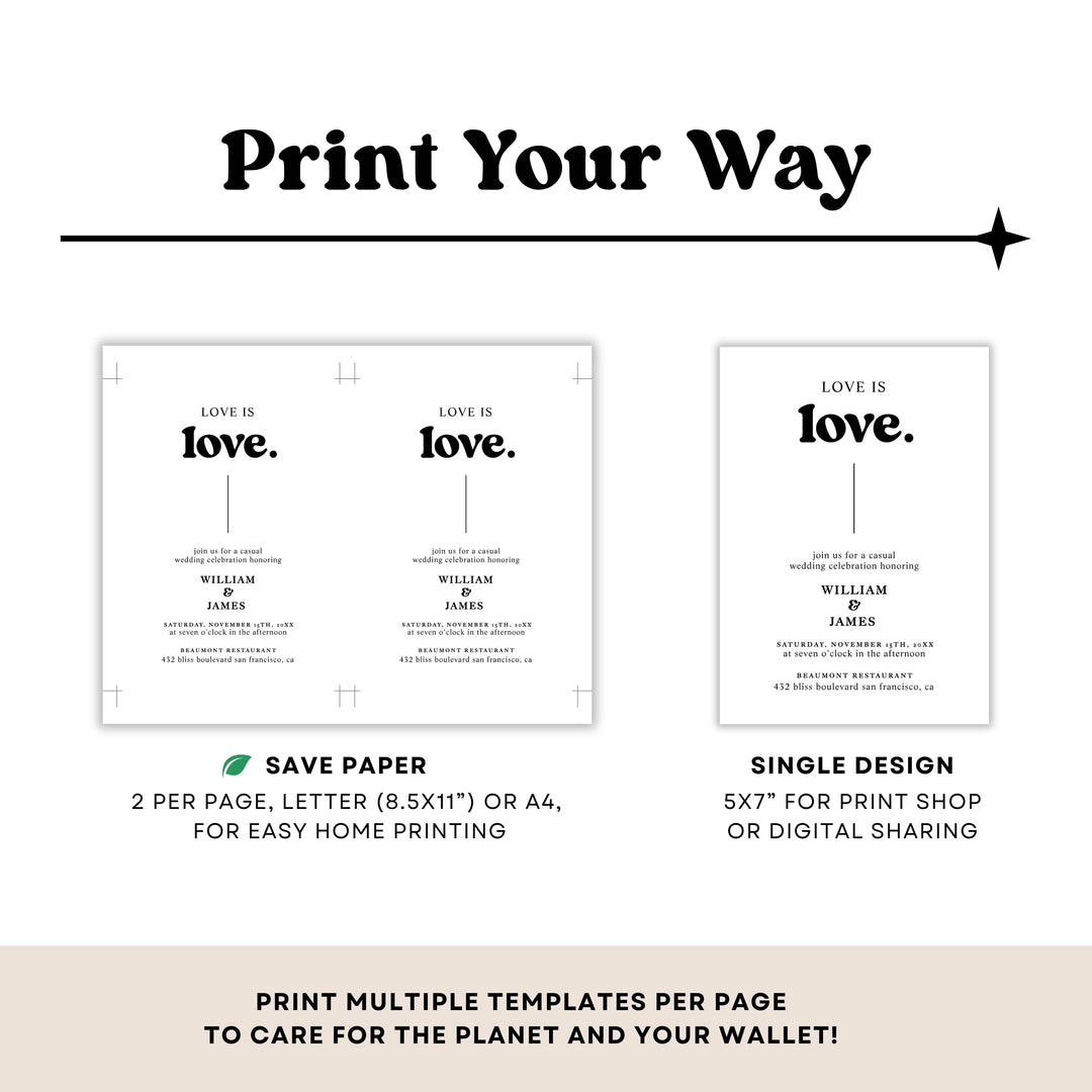 RETRO CHIC Love Is Love Wedding Invitation