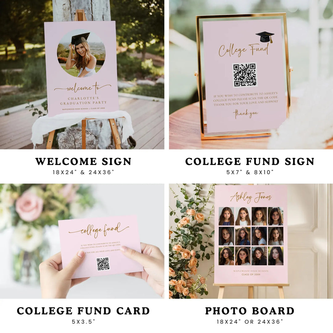 Pink Graduation Party Bundle – Invitations, Games, Decorations &amp; More!