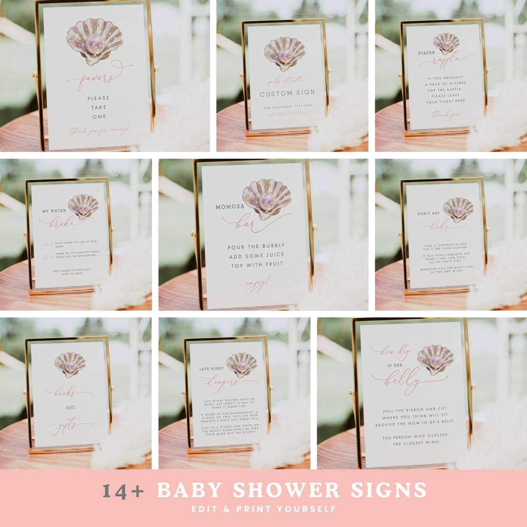 LITTLE PEARL Baby Shower Signs