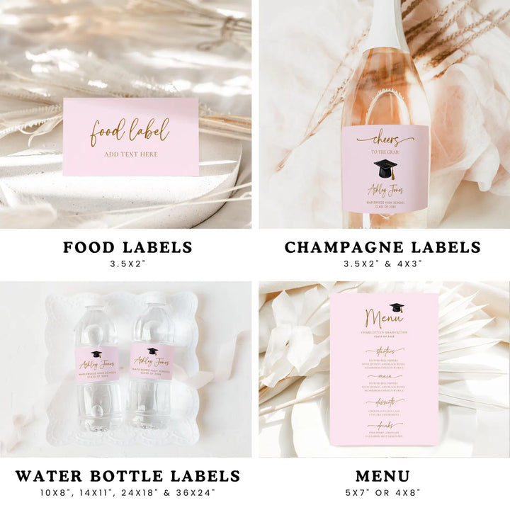 Pink Graduation Party Bundle – Invitations, Games, Decorations &amp; More!