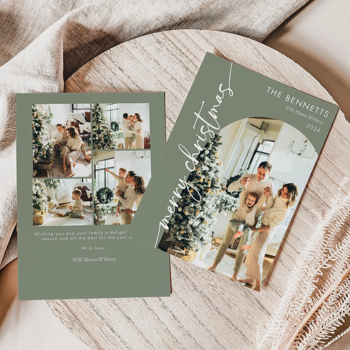 Sage Green Christmas Photo Card