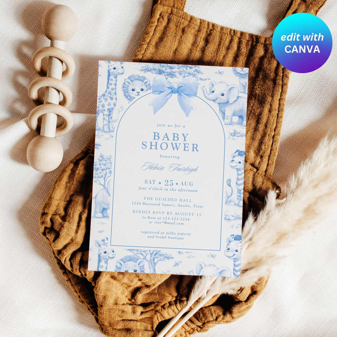 Toile de Jouy Baby Shower Invitation