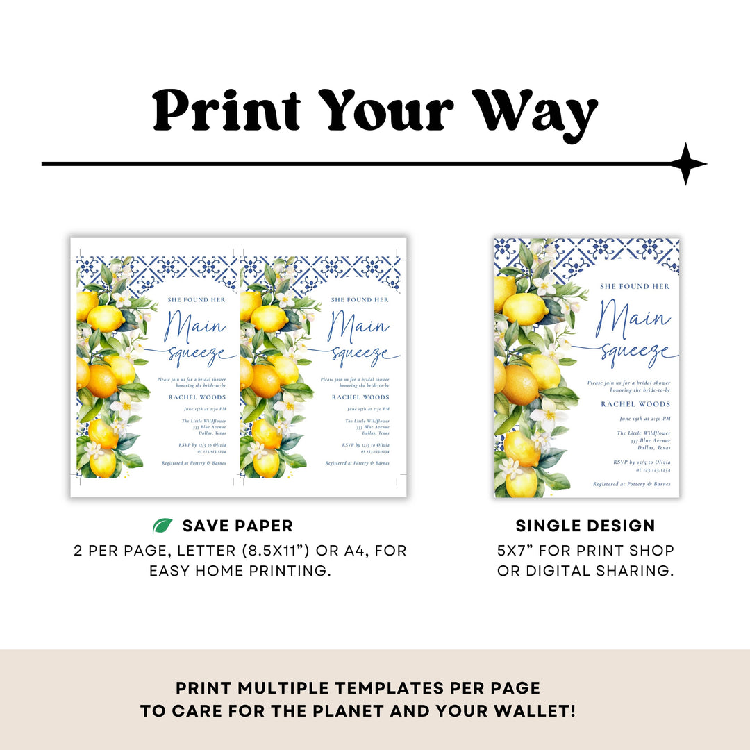 MEDITERRANEAN LEMON Bridal Shower Invitation
