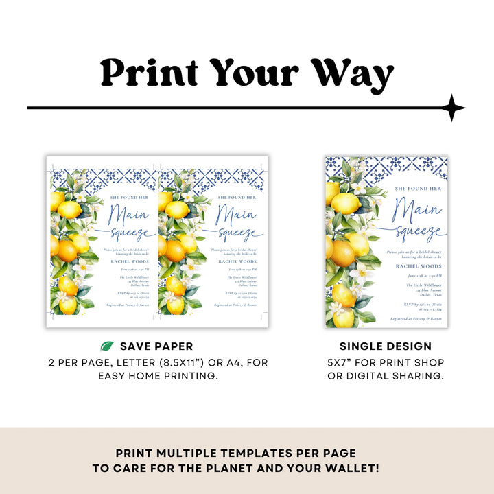 MEDITERRANEAN LEMON Bridal Shower Invitation