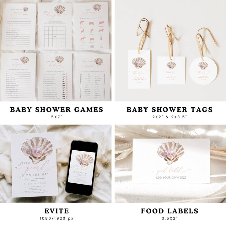 LITTLE PEARL Baby Shower Bundle – Invitations, Games, Decorations & More!