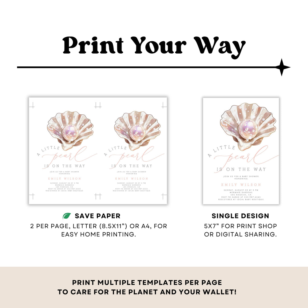 LITTLE PEARL Baby Shower Invitation