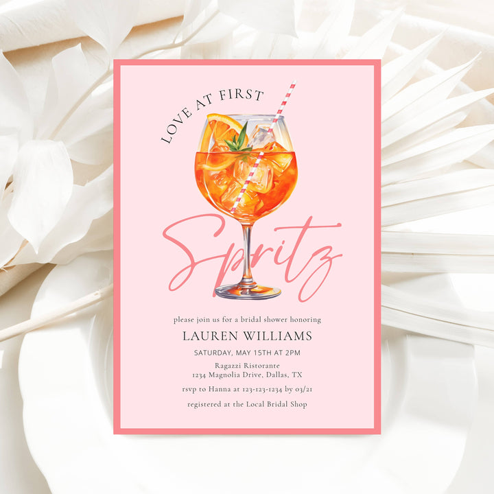 LOVE AT FIRST SPRITZ Bridal Shower Invitation