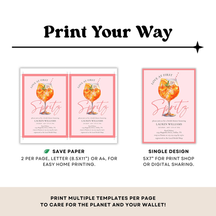 LOVE AT FIRST SPRITZ Bridal Shower Invitation