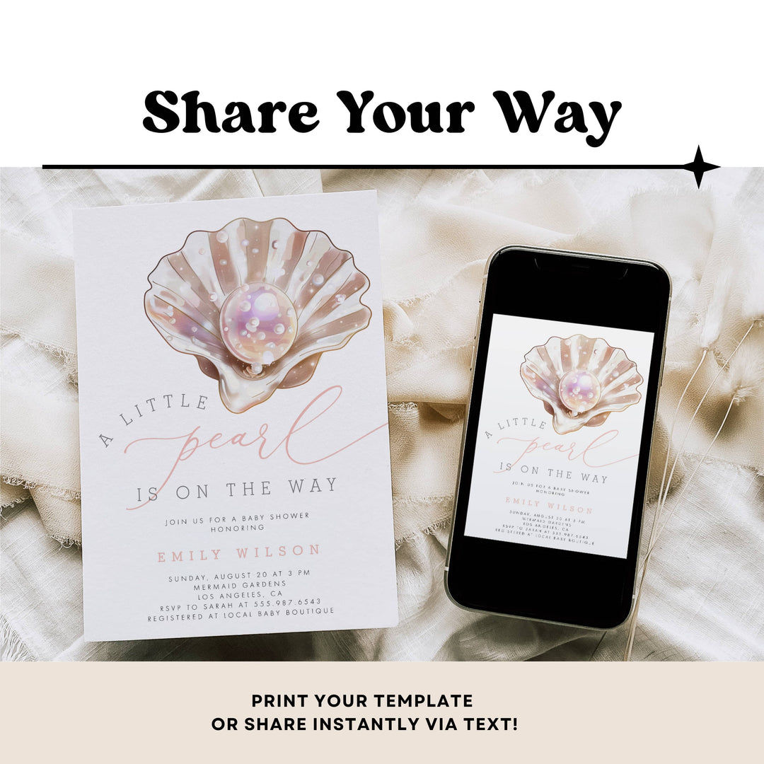 LITTLE PEARL Baby Shower Invitation