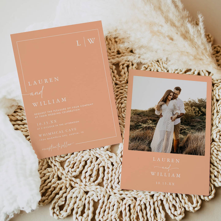 PEACH FUZZ Wedding Invitation