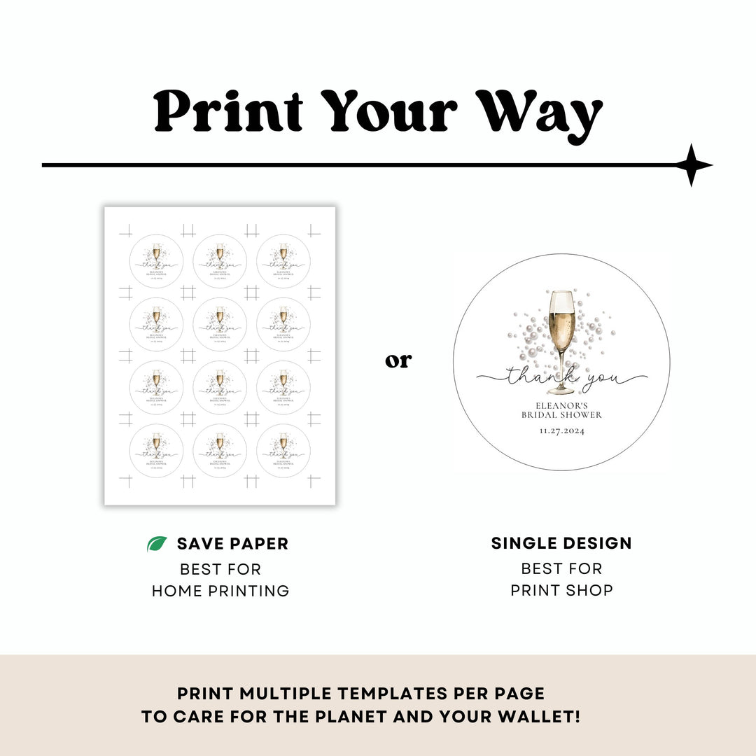 PEARLS & PROSECCO Bridal Shower Stickers