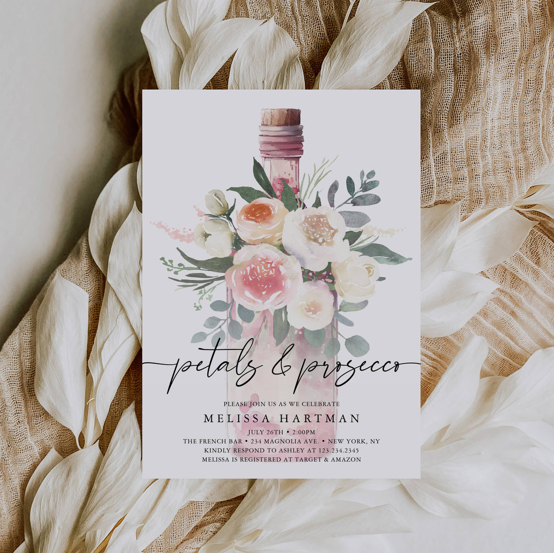 PETALS & PROSECCO Bridal Shower Invitation MILKY PAPERIE PETALS & PROSECCO Bridal Shower Invitation MILKY PAPERIE