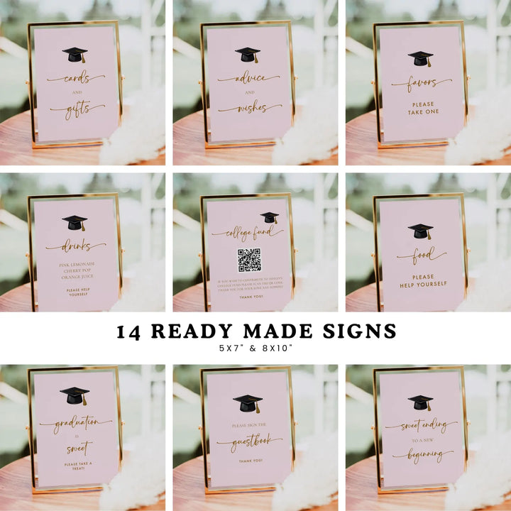 Pink Graduation Party Bundle – Invitations, Games, Decorations &amp; More!