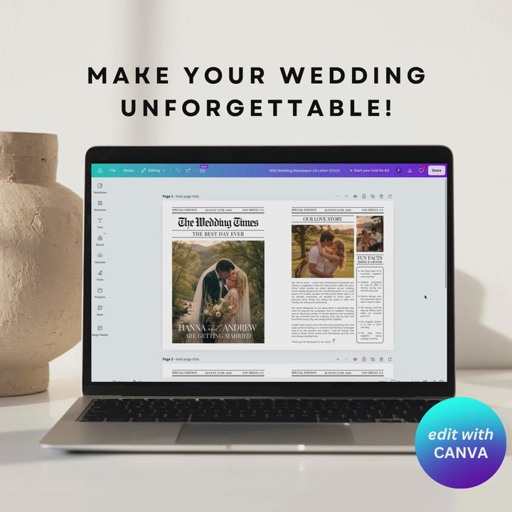 Newspaper Wedding Program Template