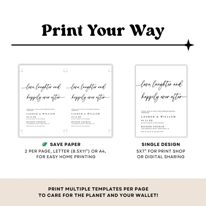 BOHO Love Laughter & Happily Ever After Wedding Invitation