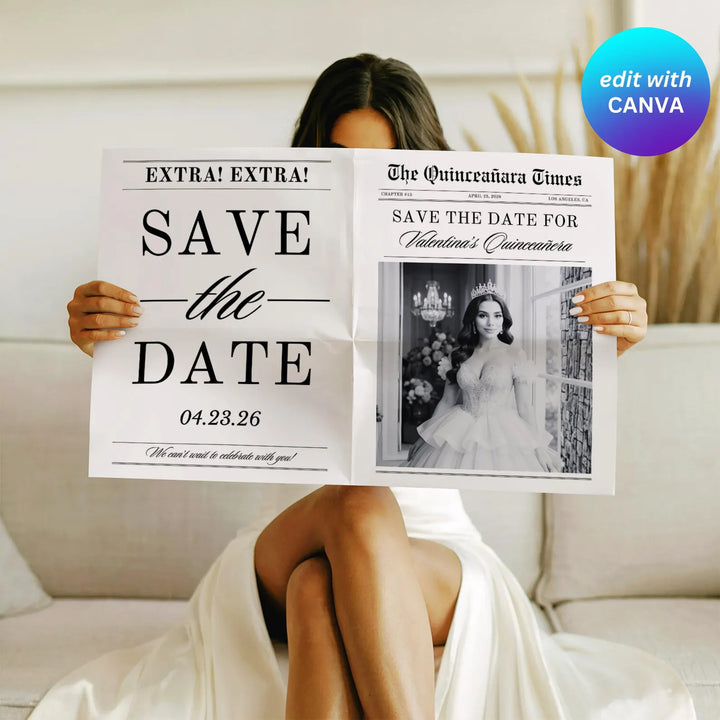 Quinceañera Save the Date Newspaper Template